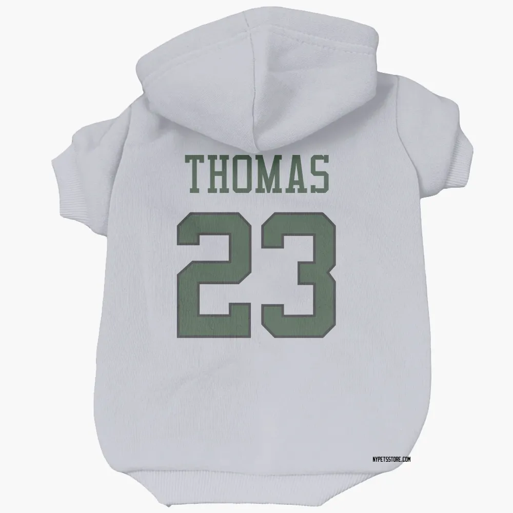 New York Jets Azareye'h Thomas White Pet Hoodie for Dog & Cat
