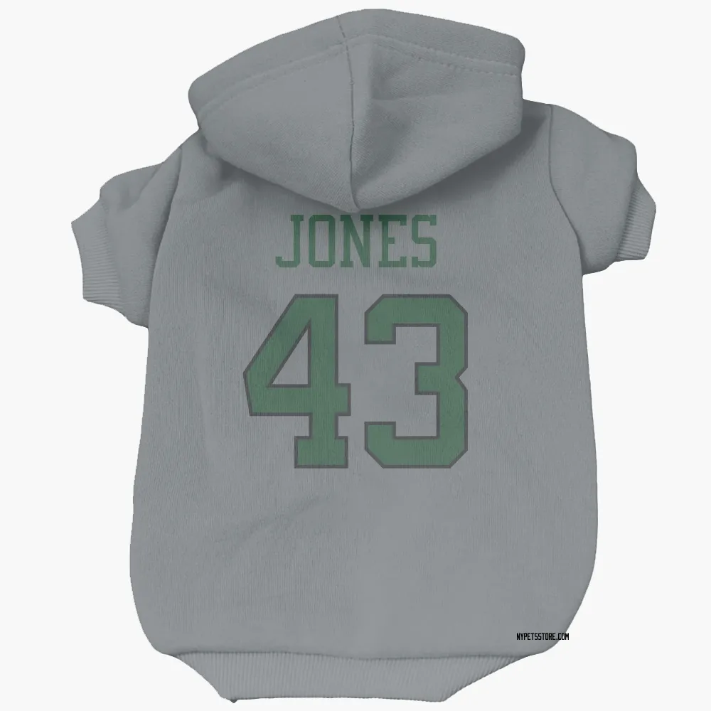 New York Jets Cam Jones Gray Pet Hoodie for Dog & Cat