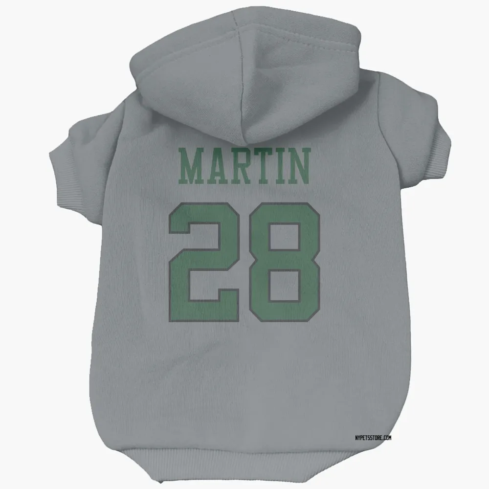 New York Jets Curtis Martin Gray Pet Hoodie for Dog & Cat