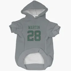 New York Jets Curtis Martin Gray Pet Hoodie for Dog & Cat