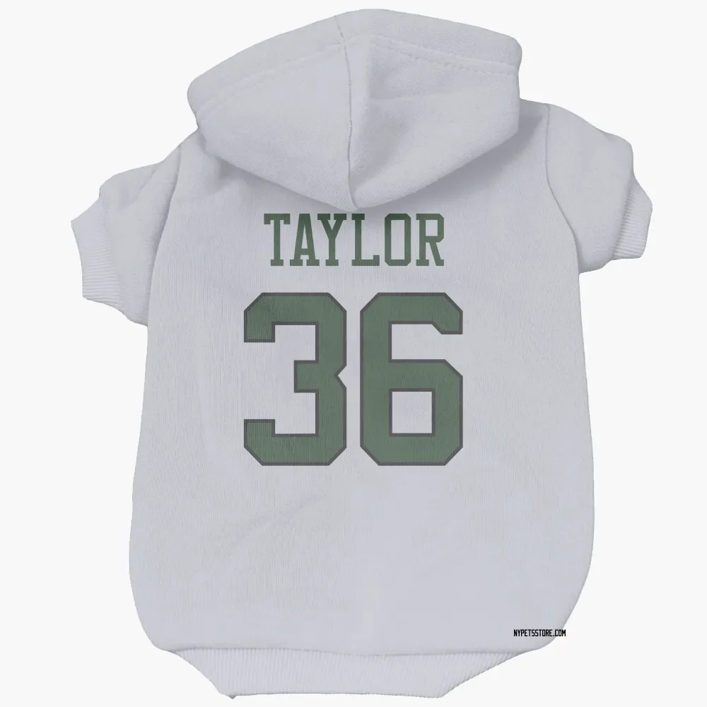 New York Jets Ja'Sir Taylor White Pet Hoodie for Dog & Cat