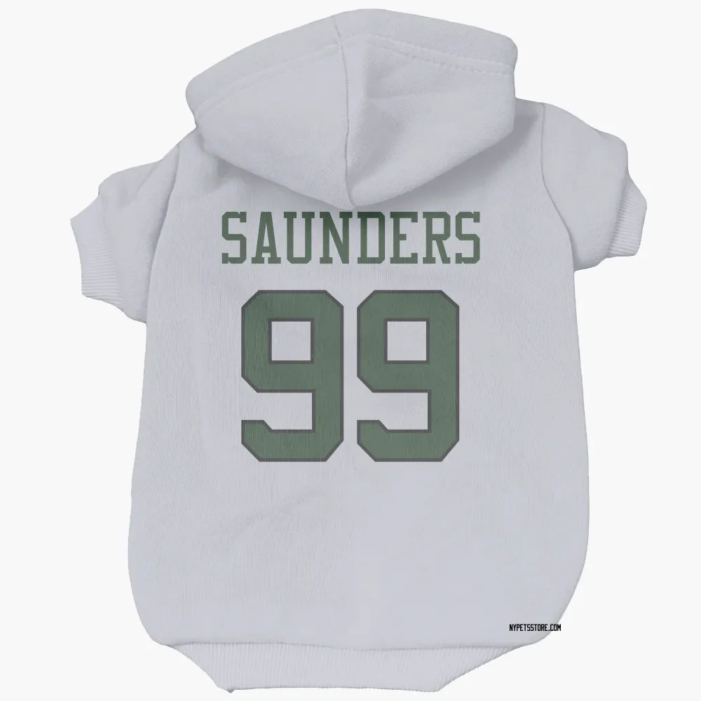 New York Jets Khalen Saunders White Pet Hoodie for Dog & Cat