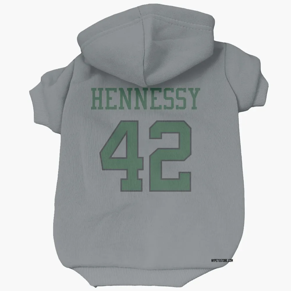 New York Jets Thomas Hennessy Gray Pet Hoodie for Dog & Cat